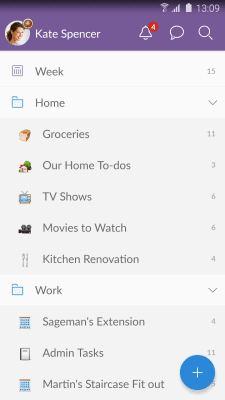 Screenshot of the application Wunderlist: to-do lists - #5