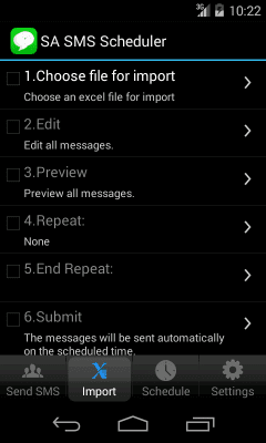 Screenshot of the application SA SMS Scheduler Lite - #1