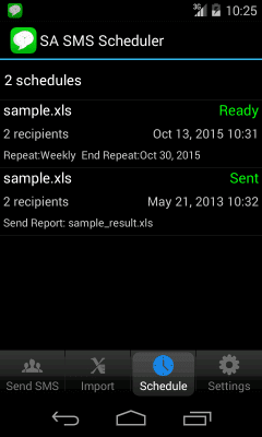 Screenshot of the application SA SMS Scheduler Lite - #4