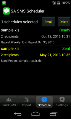 Screenshot of the application SA SMS Scheduler Lite - #5