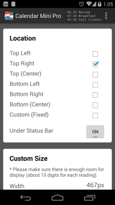Screenshot of the application Mini Calendar - #7