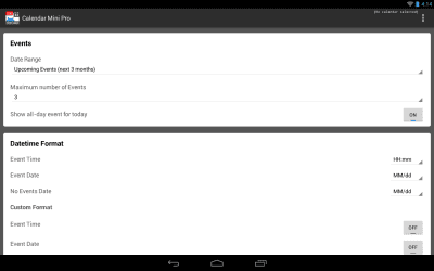 Screenshot of the application Mini Calendar - #9