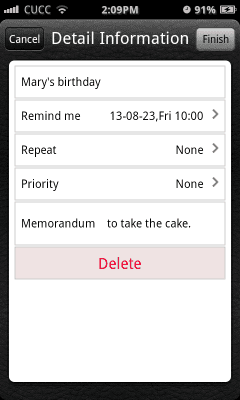 Screenshot of the application Espier Reminders - #3