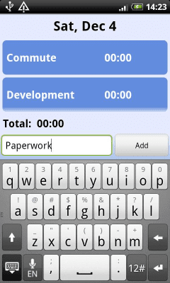 Screenshot of the application Time Tracker - #1