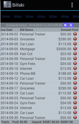 Screenshot of the application Billski bill tracker - #1