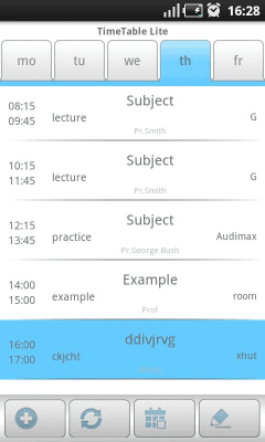 Screenshot of the application TimeTable Lite - #1