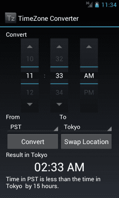 Screenshot of the application Saranomy TimeZone Converter - #3