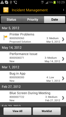 Screenshot of the application SAP IT Incident Management - #1