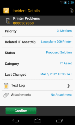 Screenshot of the application SAP IT Incident Management - #2