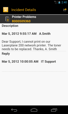 Screenshot of the application SAP IT Incident Management - #3