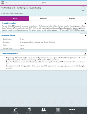 Screenshot of the application SAP Enterprise Support Academy - #3