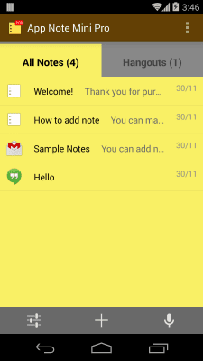 Screenshot of the application App Note Mini - #2