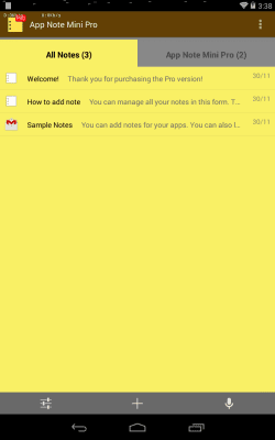 Screenshot of the application App Note Mini - #7