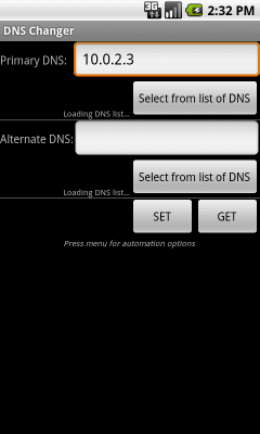 Screenshot of the application DNS Changer - #1