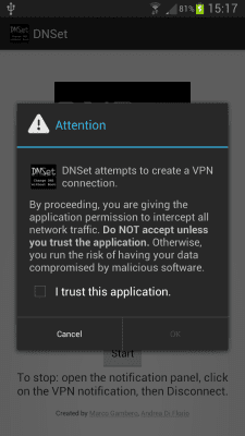 Screenshot of the application DNSet - #2