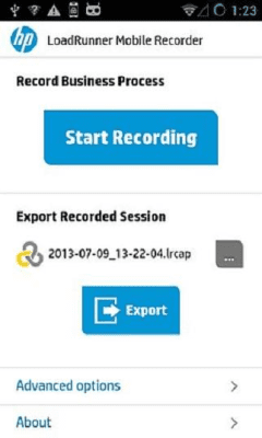 Screenshot of the application HP LoadRunner Mobile Recorder - #1