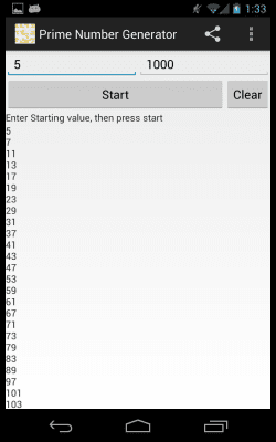 Screenshot of the application Prime Number Generator - #2