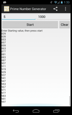 Screenshot of the application Prime Number Generator - #3
