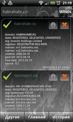 Screenshot of the application WhoisInfo - #3