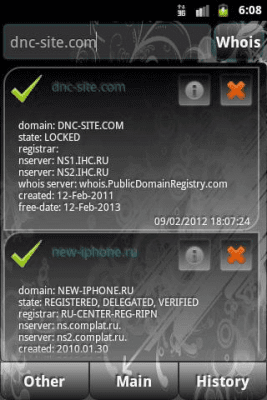 Screenshot of the application WhoisInfo - #7