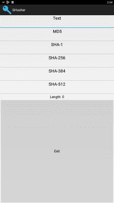 Screenshot of the application GHasher - #1