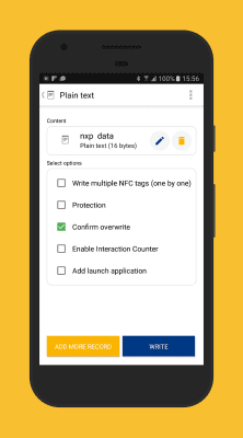 Screenshot of the application NFC TagWriter by NXP - #3