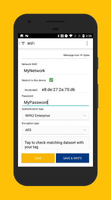 Screenshot of the application NFC TagWriter by NXP - #4