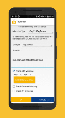 Screenshot of the application NFC TagWriter by NXP - #8