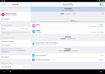 Screenshot of the application Speedify for Android - #6