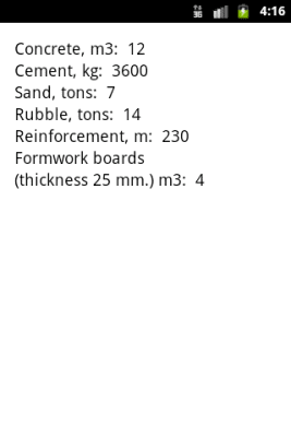 Screenshot of the application Calculation of the foundation - #3