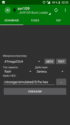 Screenshot of the application ZFlasher AVR - #1