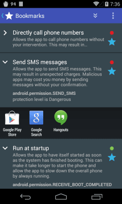 Screenshot of the application aSpotCat (permission list) - #3