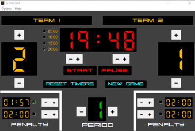 Screenshot of the application ScoreBoard - #1