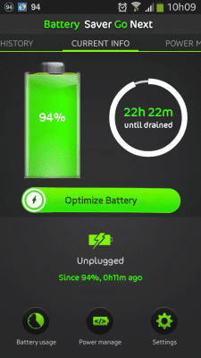 Screenshot of the application Battery Life Saver Pro Go Next - #1