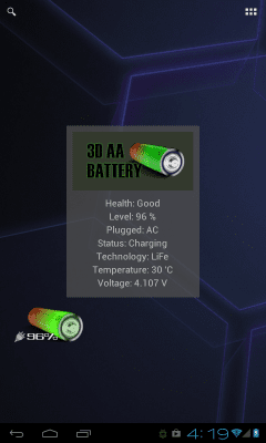 Screenshot of the application 3D AA Battery Widget - #3