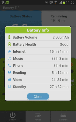 Screenshot of the application Battery Elf - #2