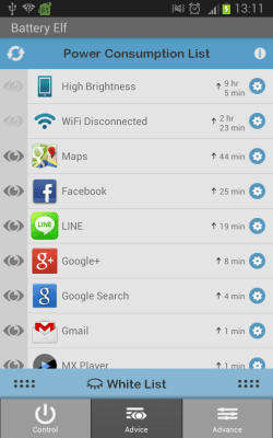 Screenshot of the application Battery Elf - #3
