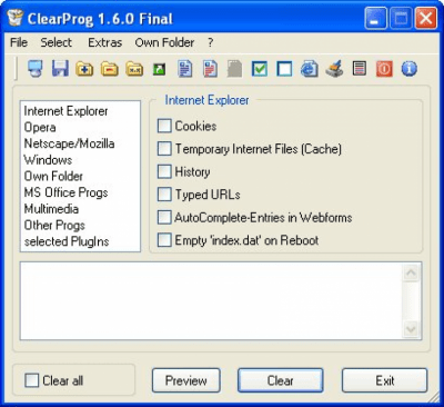 Screenshot of the application ClearProg - #1