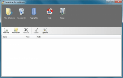Screenshot of the application TweakNow SecureDelete - #1