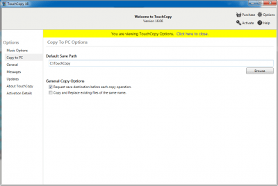 Screenshot of the application TouchCopy - #3