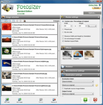 Screenshot of the application Fotosizer - #2