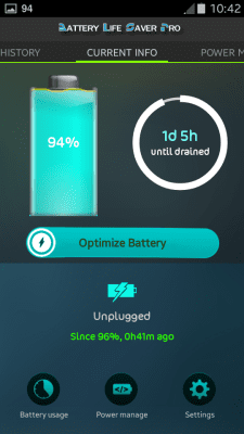 Screenshot of the application Battery Life Saver for Android - #1