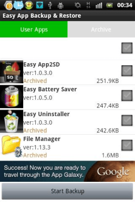 Screenshot of the application Easy App Backup & Restore - #1