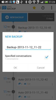 Screenshot of the application SMS Backup & Restore (Kitkat) - #2