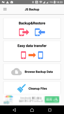 Screenshot of the application JS Backup - #1