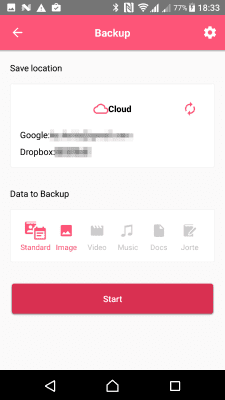 Screenshot of the application JS Backup - #3