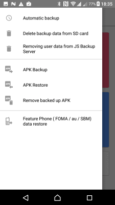 Screenshot of the application JS Backup - #7