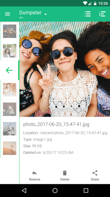Screenshot of the application Dumpster - #8