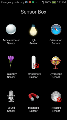 Screenshot of the application Sensor Box for Android - #1