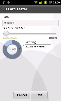 Screenshot of the application SD Card Tester - #1